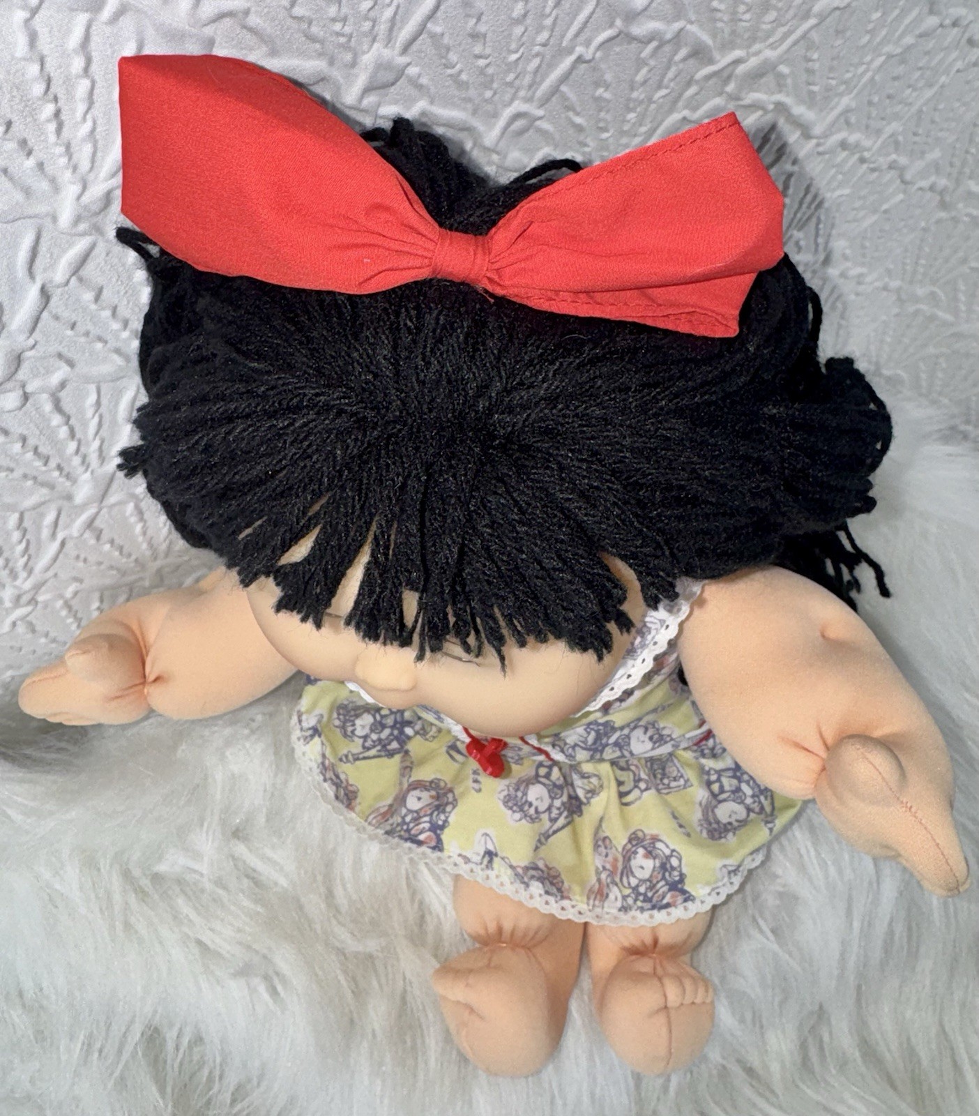 Vintage 1995 Asian Cabbage Patch Kid Brown Eyes Yellow Dress Red Bow Mattel OAA
