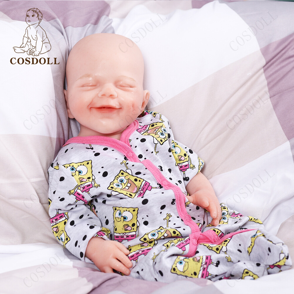 COSDOLL 18.5″ Drink-wet System Smiley Girl Reborn Baby Dolls Full Silicone Dolls