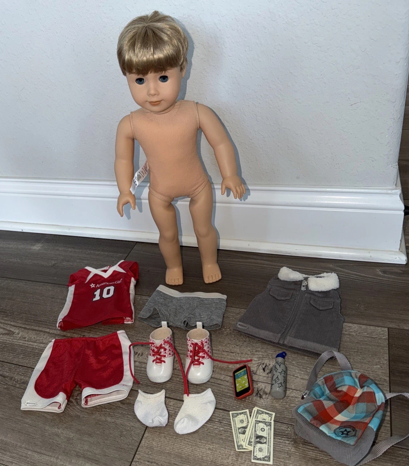 American Girl Doll Just Like You #74 BOY Blonde Hair Blue Eyes W/ Clothing Lot