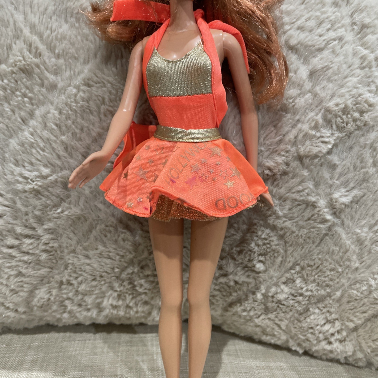 Vintage 1992 Hollywood Hair Teresa Barbie Doll Orange Outfit Only