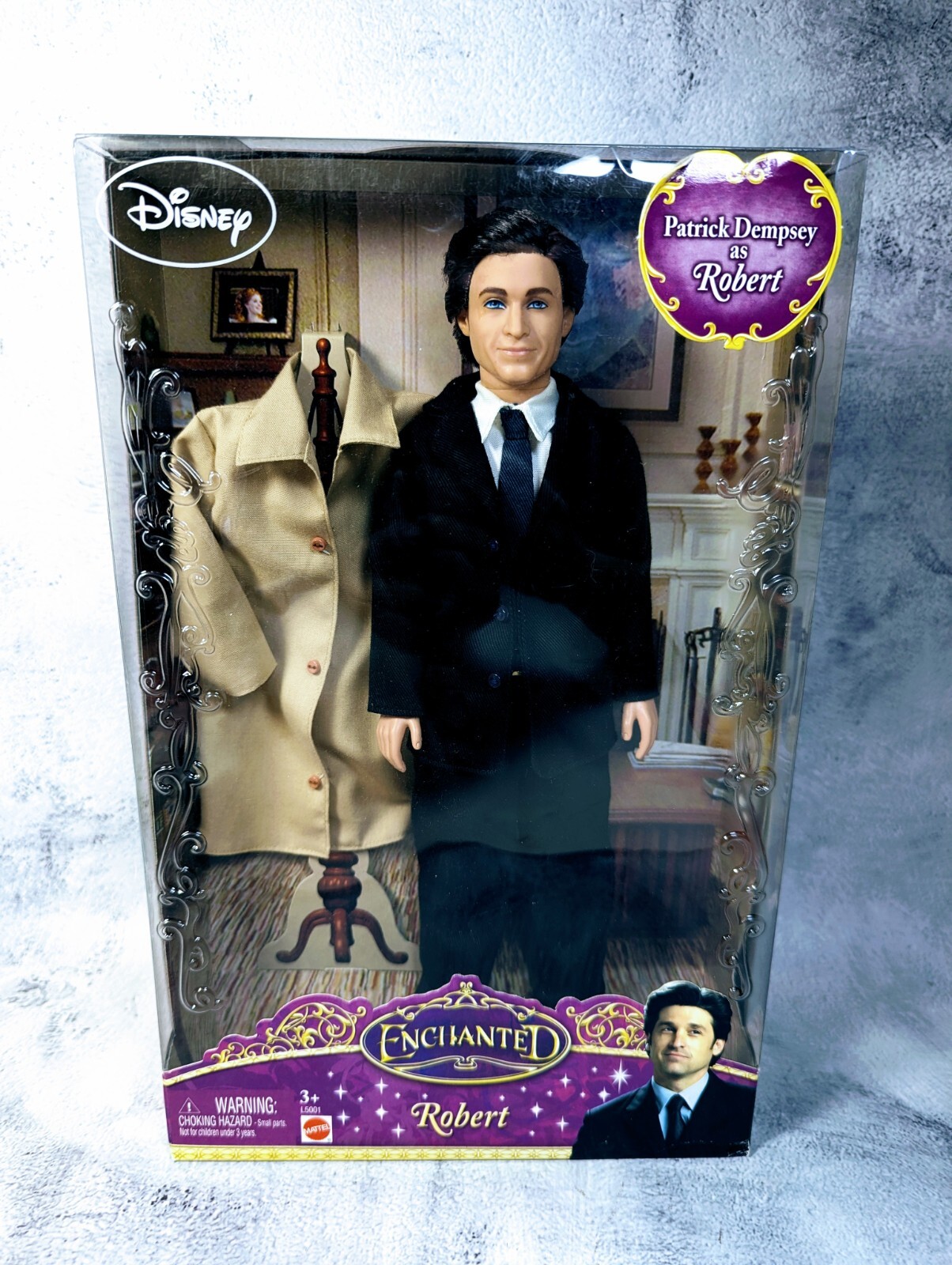 2007 Disney Enchanted Robert Doll Patrick Dempsey Mattel L5001 NRFB