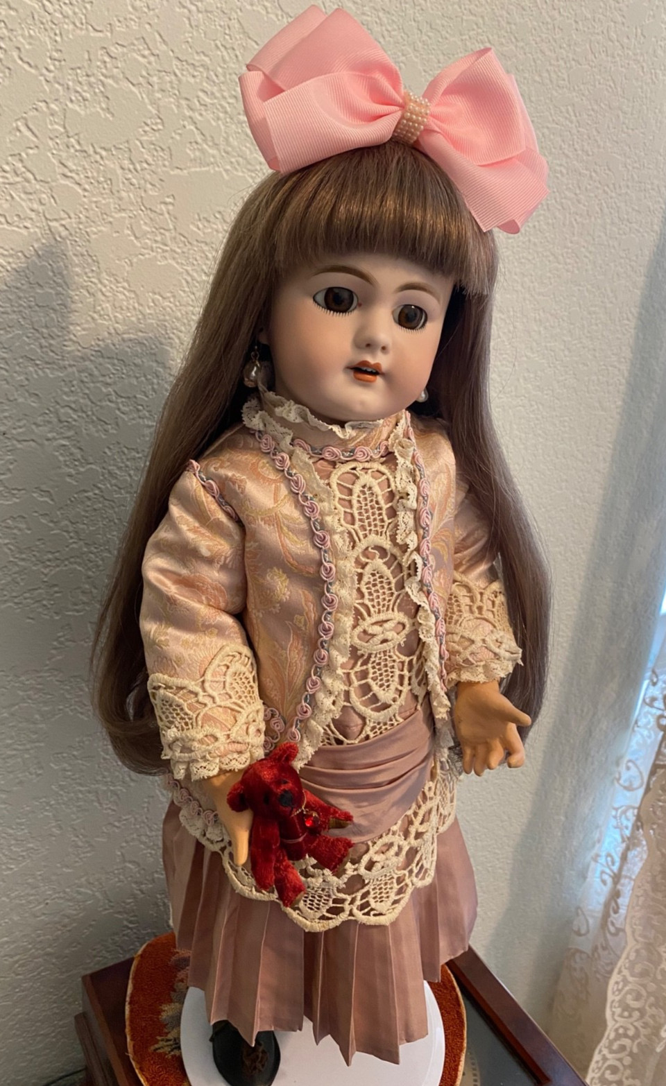 Sweet Antique late 1890’s Early Tete Jumeau 8 DEP Couture Dress 19-1/2” approx