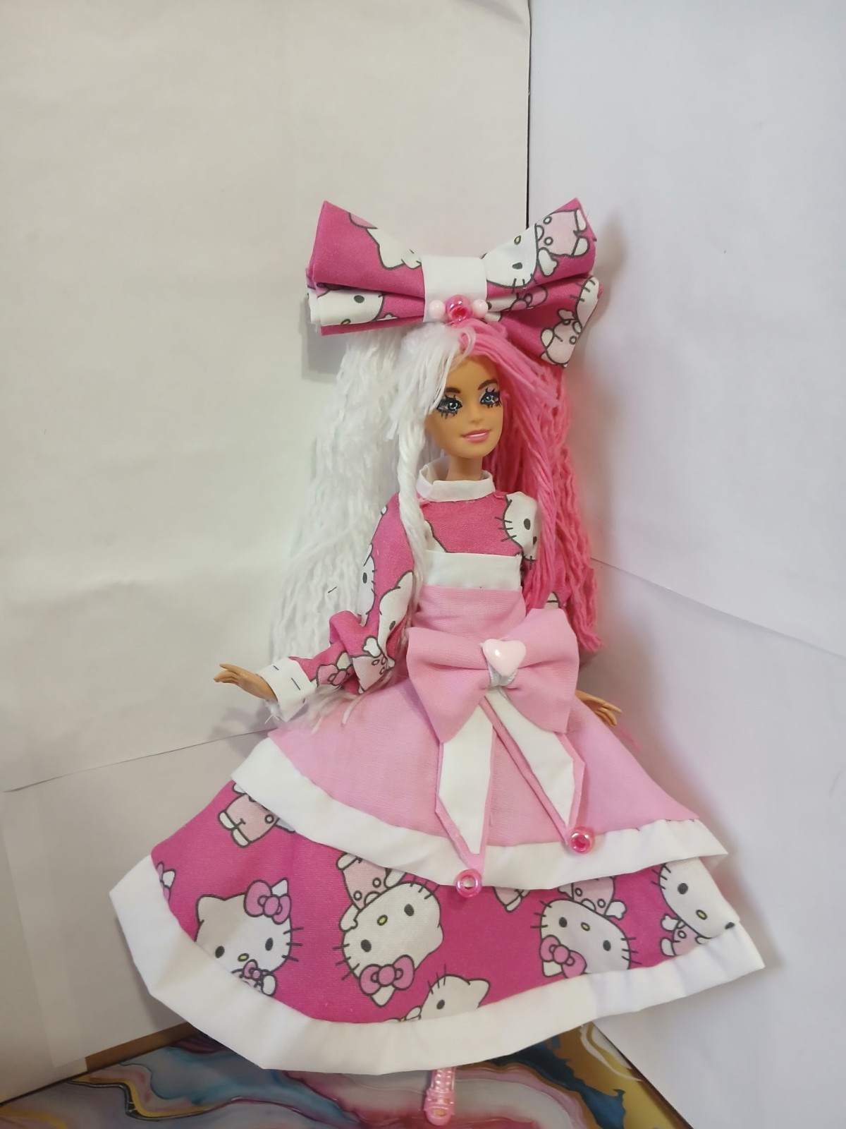 Hello Kitty OOAK Customized Made to move Barbie Doll
