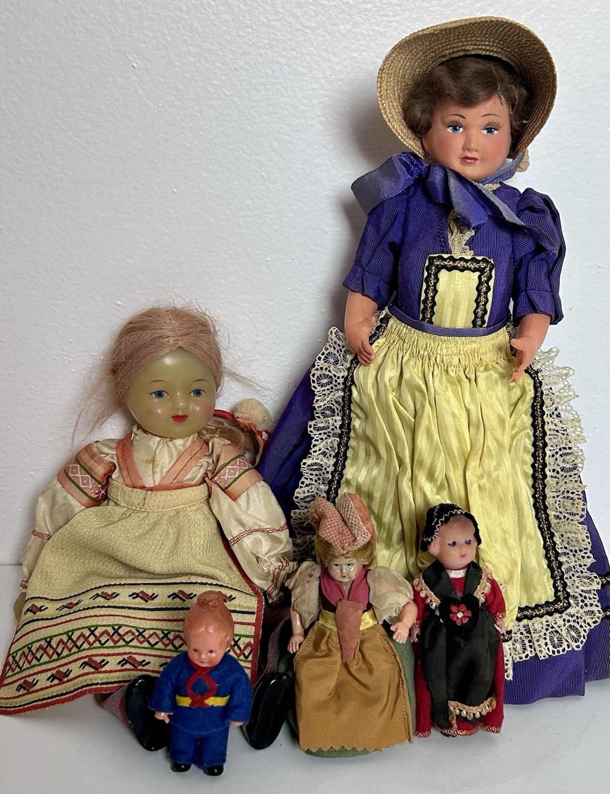 Lot Of 5 Vintage European Souvenir Dolls