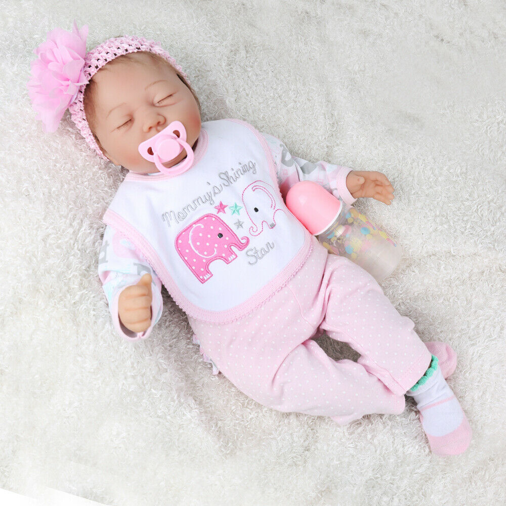 22″ Handmade Reborn Baby Dolls Realistic Newborn Girl Doll Gift Vinyl Silicone