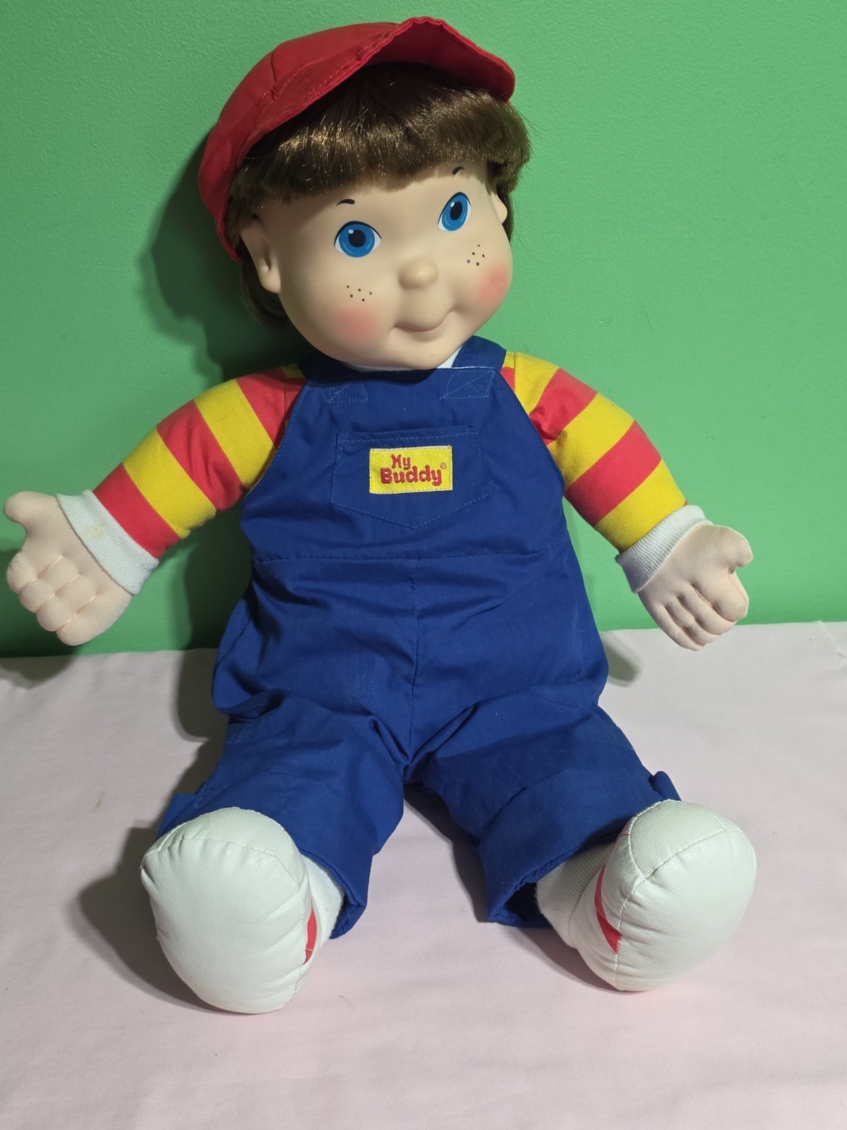 My Buddy Doll Vintage Original Hasbro 1985 Brown Hair Blue Eyes Overalls VGC