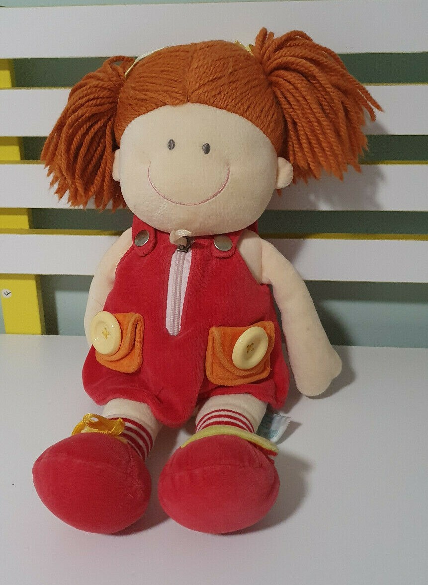 RUSS DOLL BUTTONS LEARN HOW TO DRESS TOY 40CM RED DRESS AND SHOES