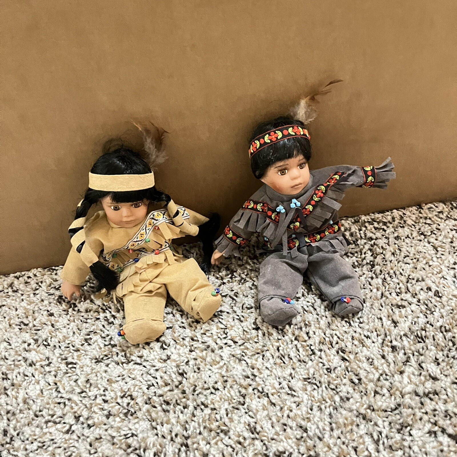 Native American 8″ Porcelain Doll Girl and Boy Set
