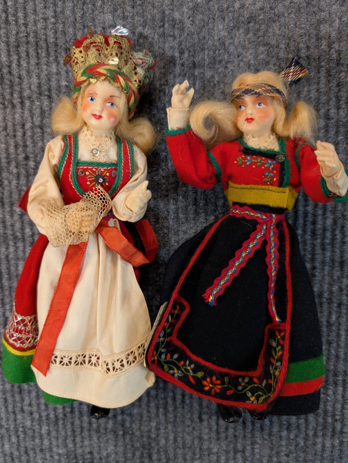 Vintage Norwegian Dolls, Telemark Girl, Hardanger Bride By Hilde Ege, Lot Of 2.