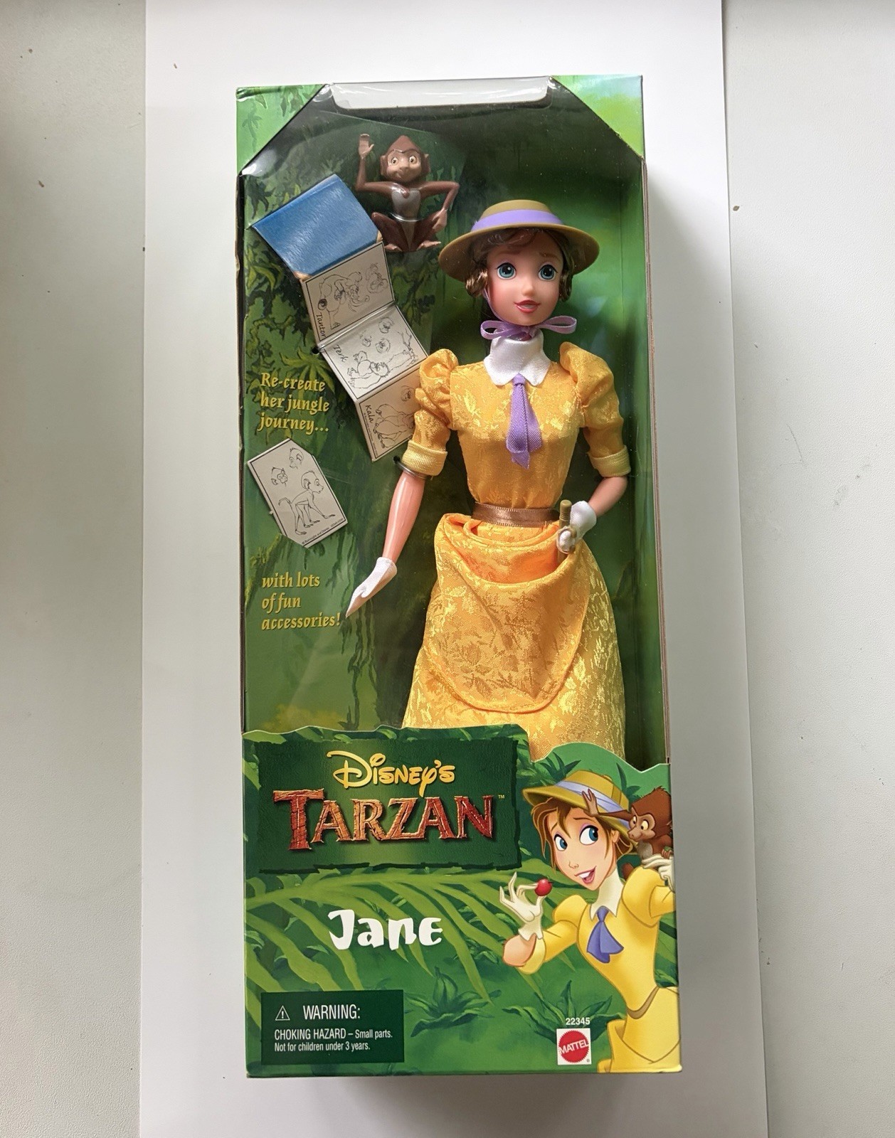 Mattel Disney Tarzan Jane Fashion Doll 12″ Yellow Dress Original Box 1999 #22345