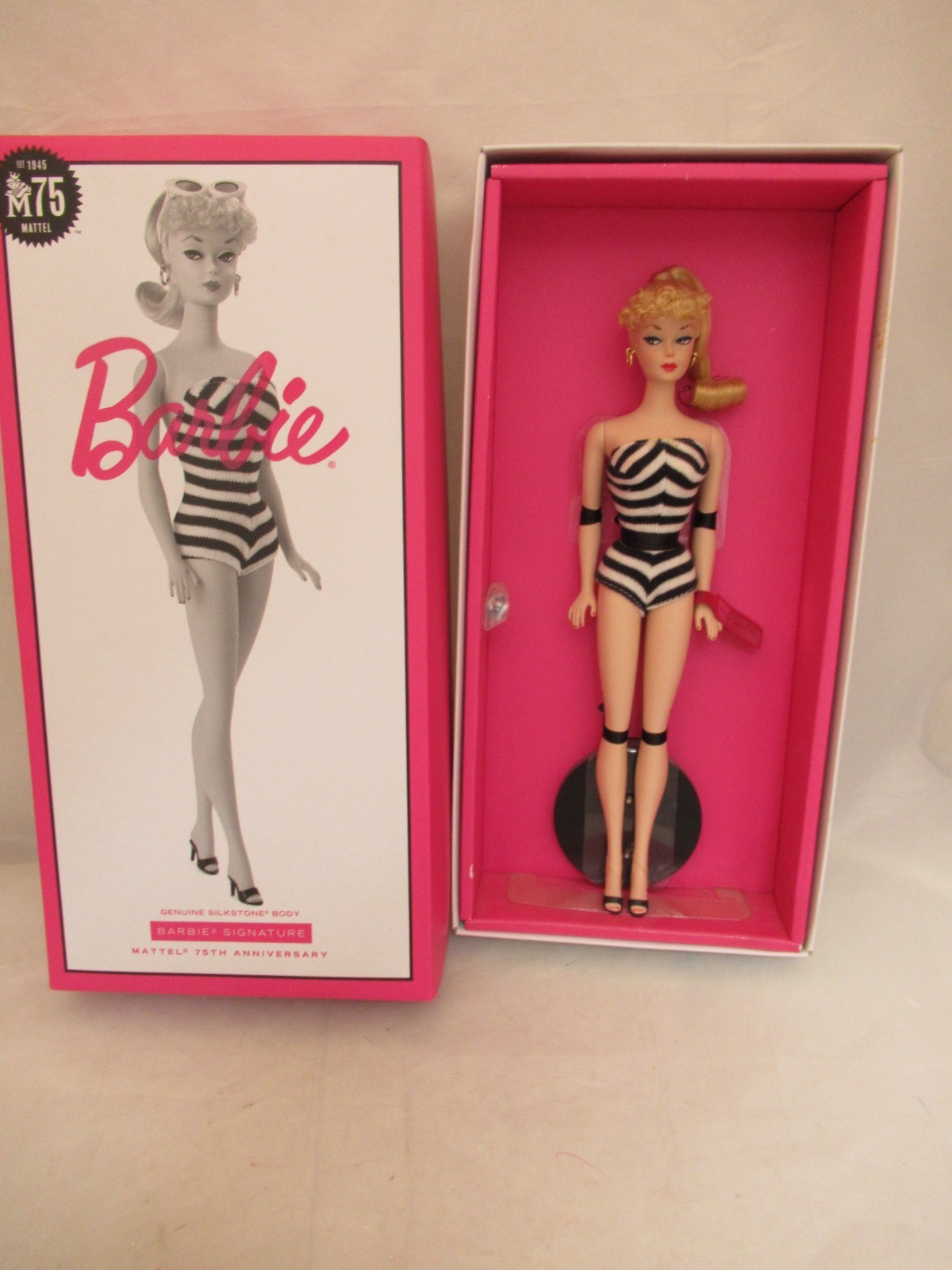 2020 Barbie M75 Signature 75th Anniversary Black/White Swimsuit Doll w/COA NRFB