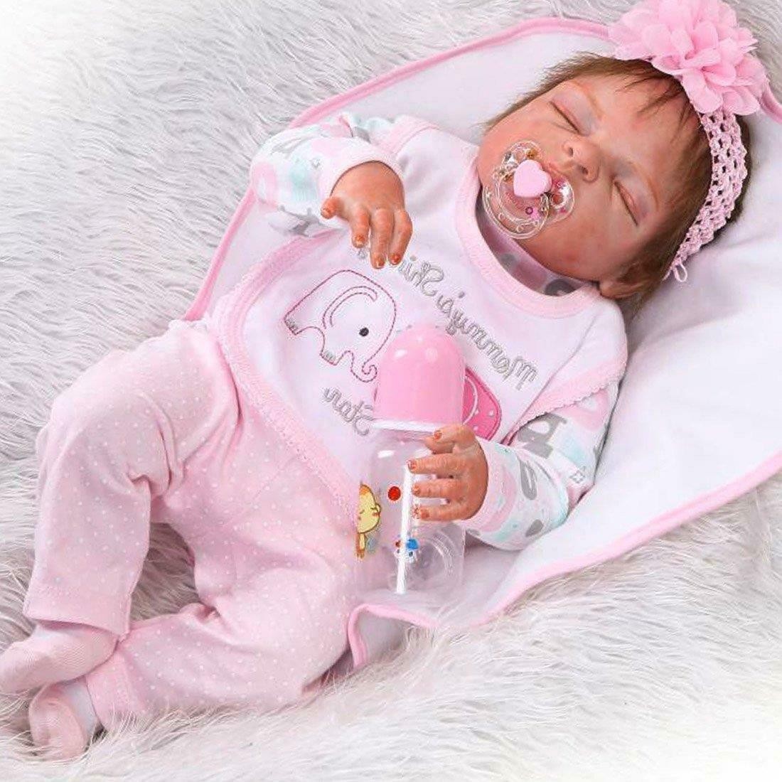 Real Life Reborn Baby Dolls Full Body Vinyl Silicone Newborn Girl Doll 22inch