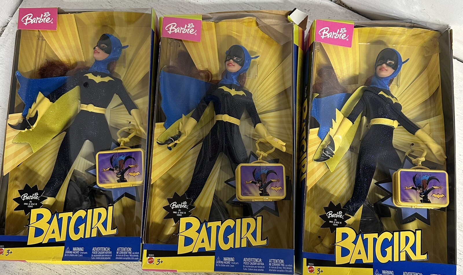 SET OF 3 Mattel Barbie 2003 WB BATGIRL Doll DC B5835 Vintage Label NEW Sealed