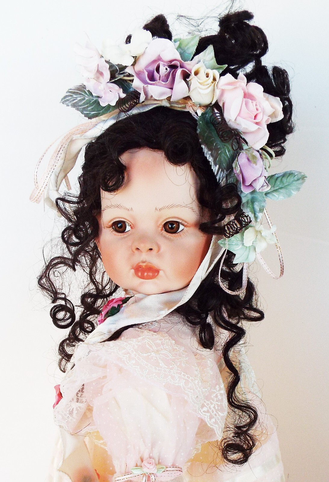 FAYZAH SPANOS 26 in NATALIE PORCELAIN DOLL 1st IN SERIES PINK FLOWER GIRL NEW