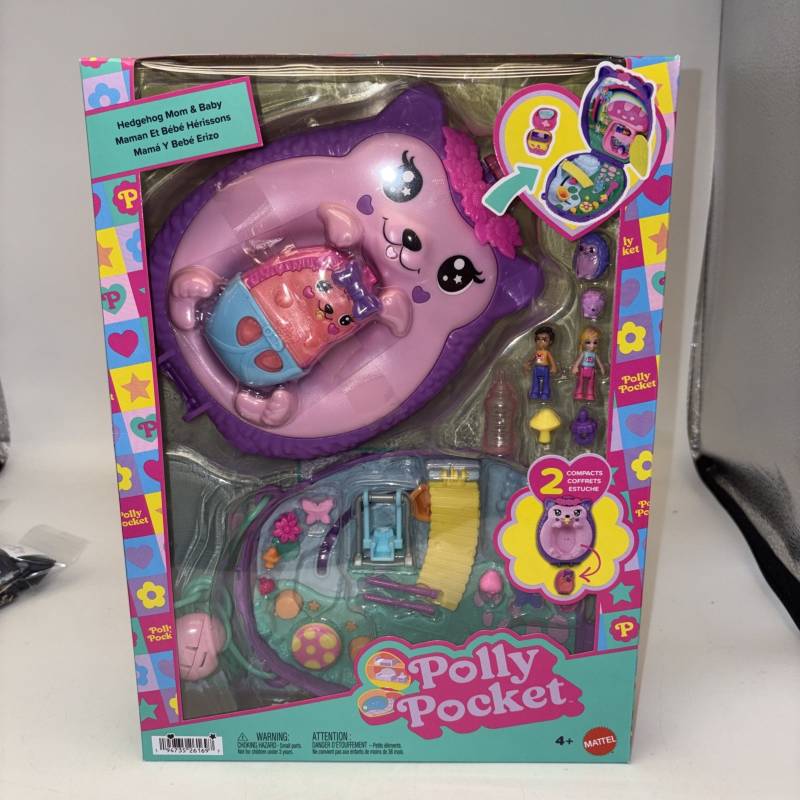 Polly Pocket Hedgehog Mom 2-in-1 Purse & Playset New Mattel