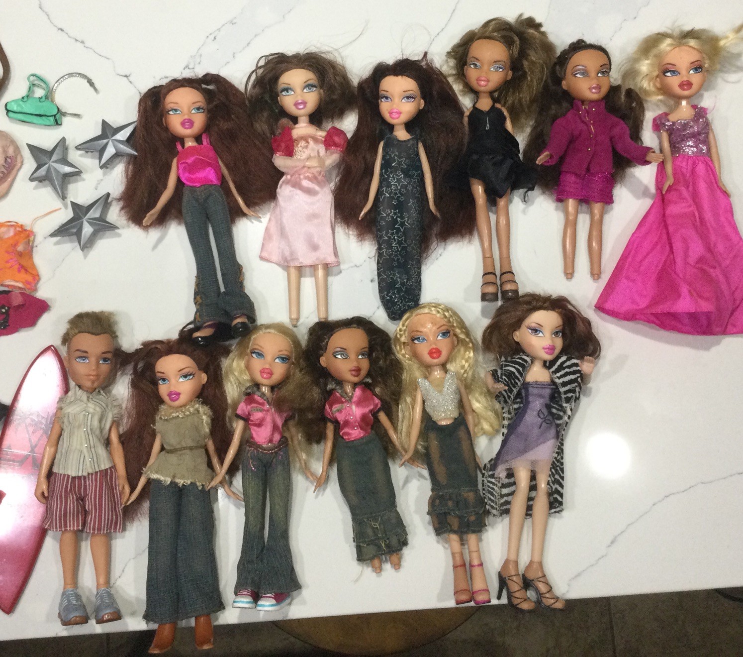 Bratz Doll Lot 12 Dolls MGA 2001 1st Ed Girls /Boyz -Clothes Shoes Accessories