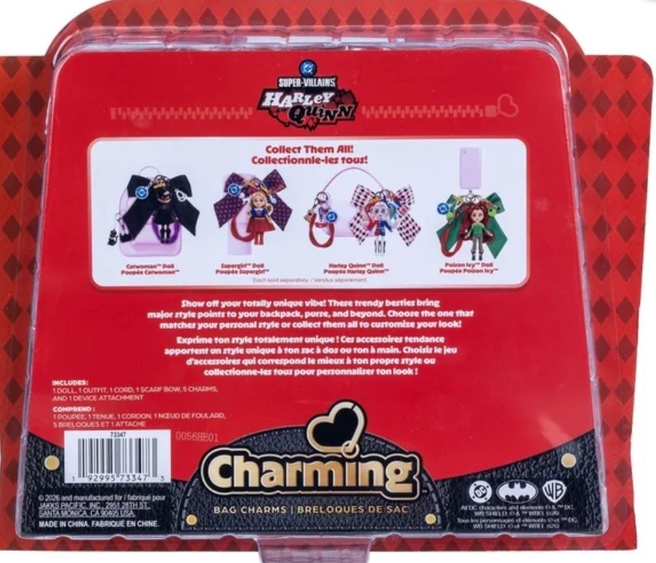 New In Hand Jakks Pacific DC Comic Super-Villains Harley Quinn Charming Bag Doll