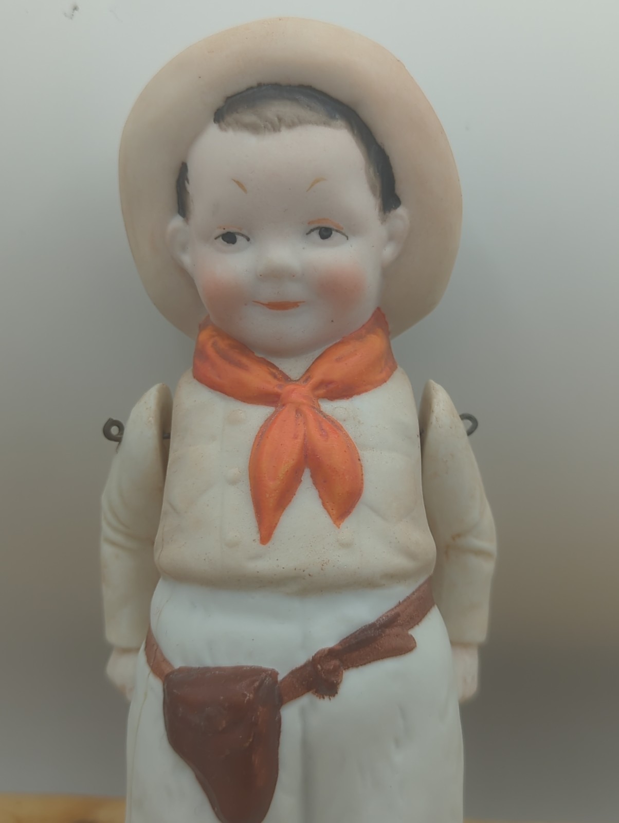Antique German 6 3/4″ All Bisque Parian Cowboy Doll Shoulder Jointed