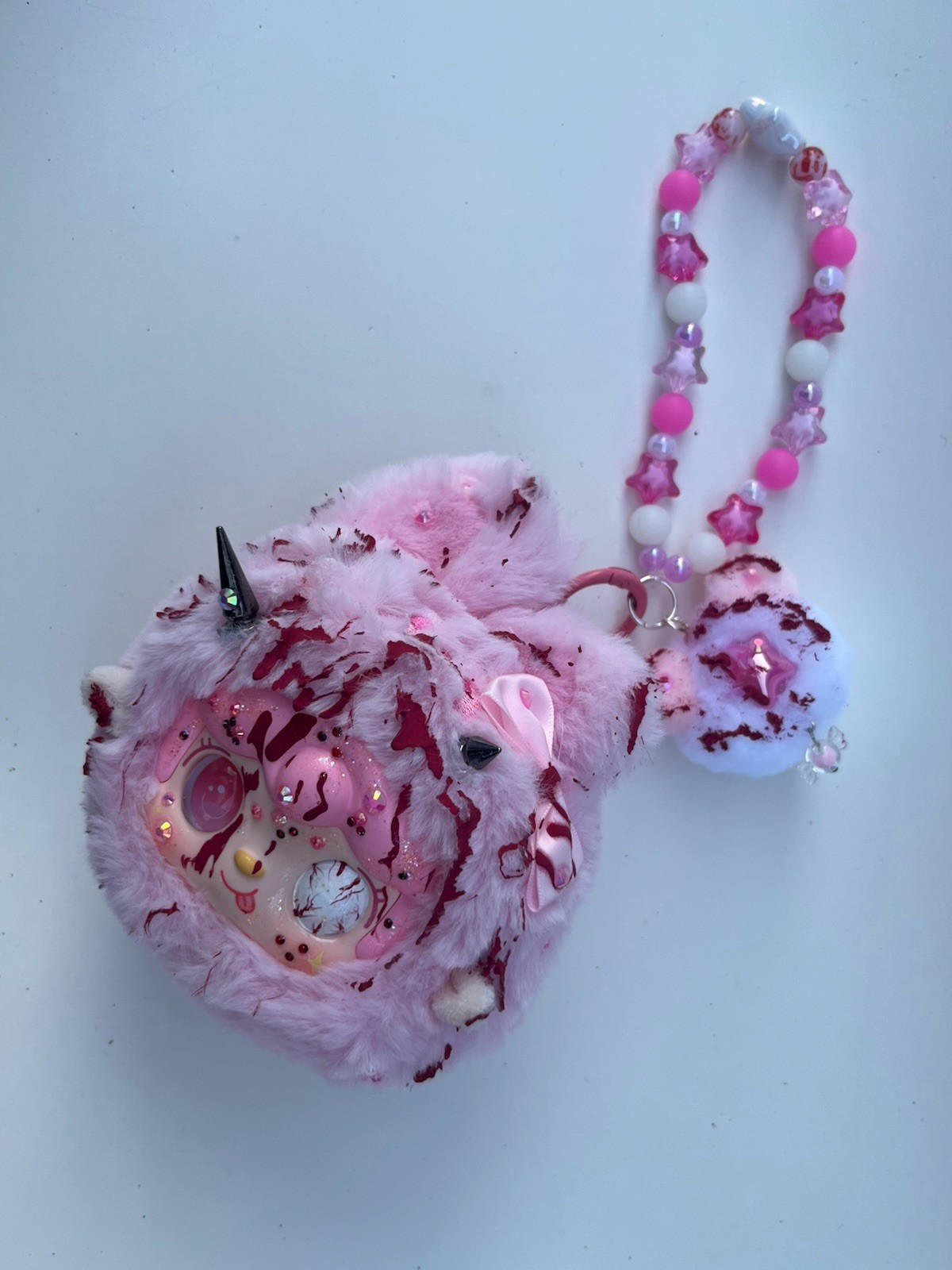 Ooak Yooki Doll Head Keychain Horror Cute Bloody Keychain Bracelet 2 Piece Set