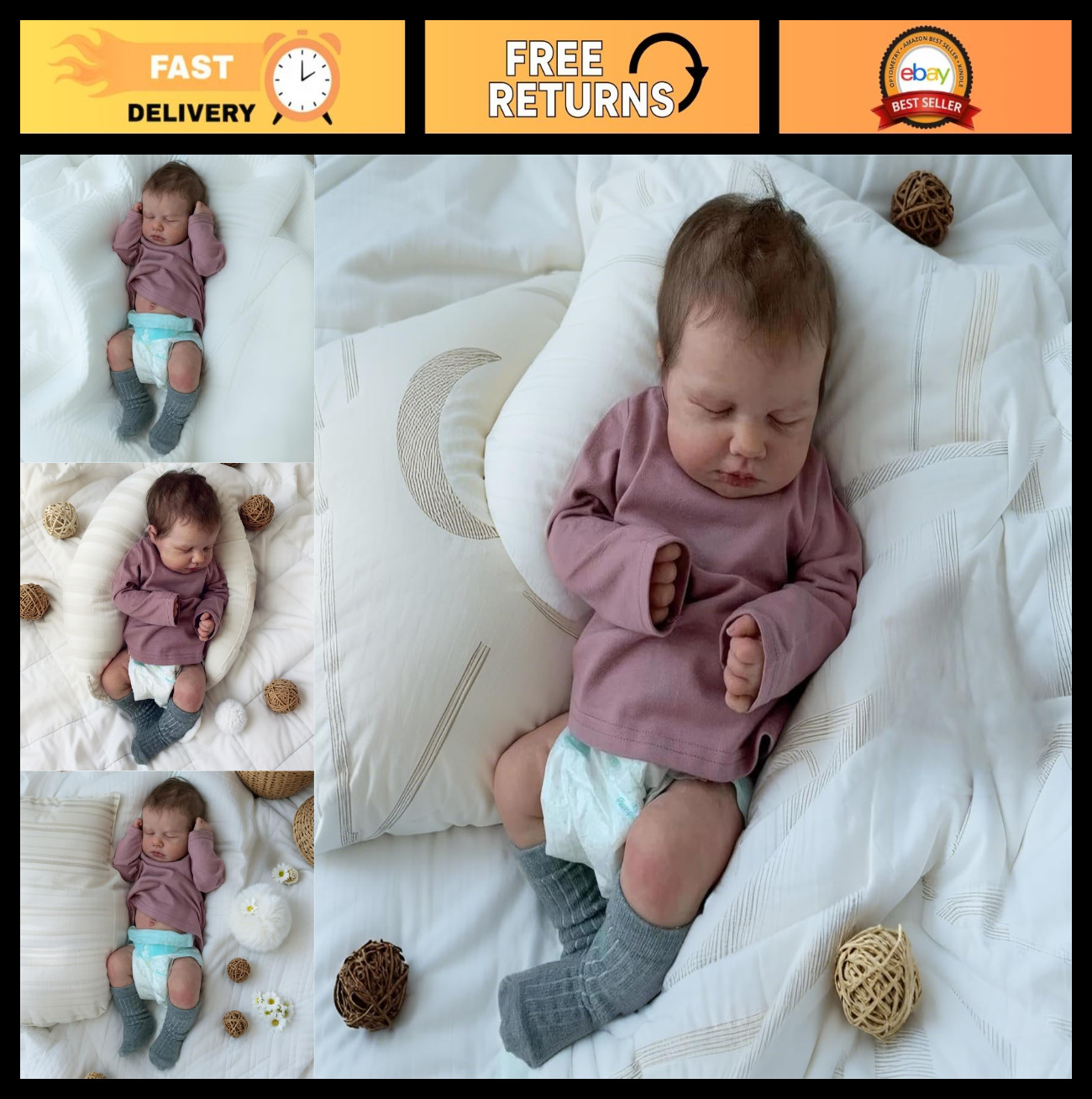 Realistic 20″ Silicone Reborn Baby Girl Doll – Anatomically Correct Lifelike Inf