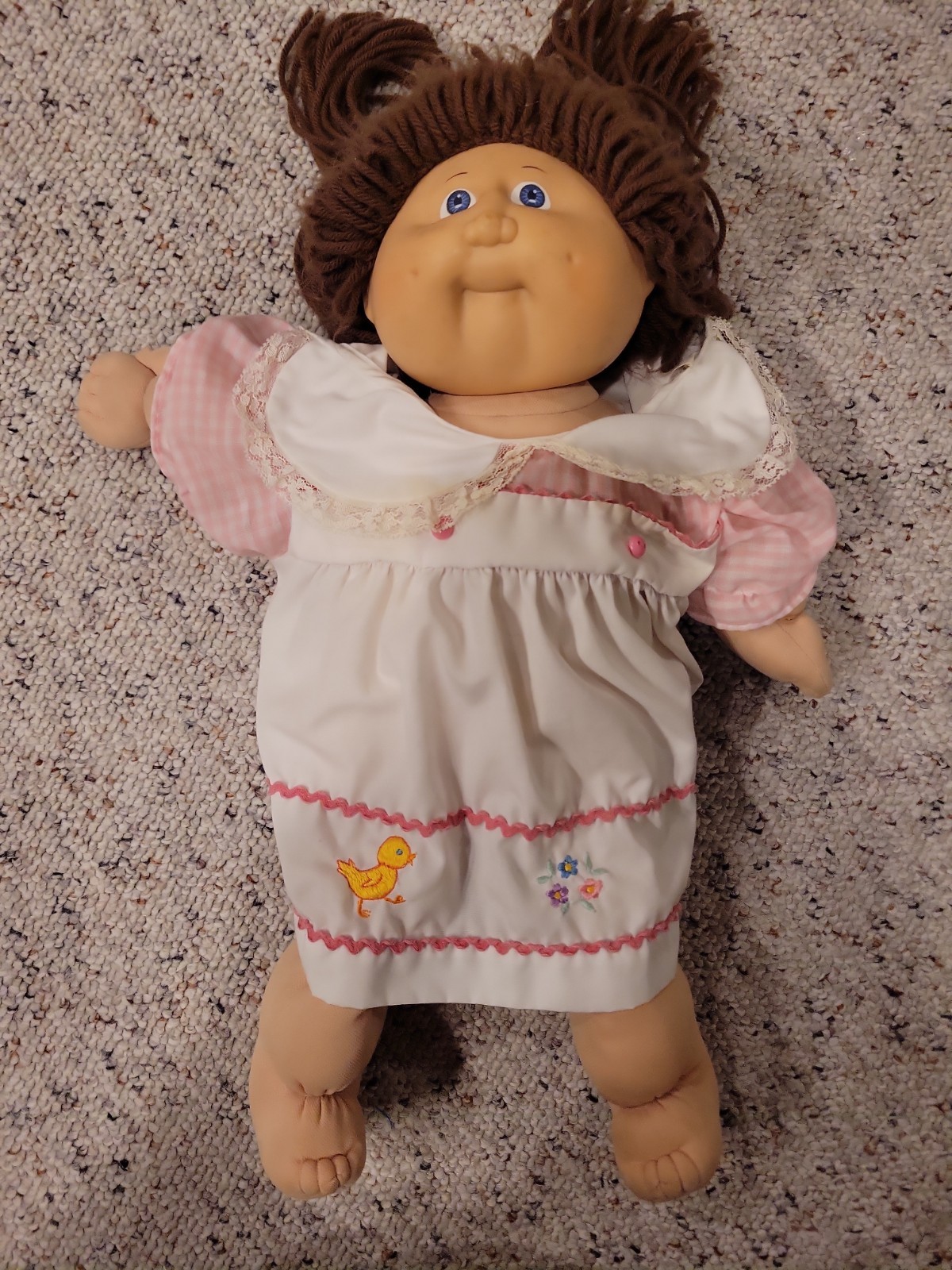 2 VTG 1978-1982 CABBAGE PATCH KIDS DOLLS BROWN Hair Blues Eyes Dark BROWN Eyes