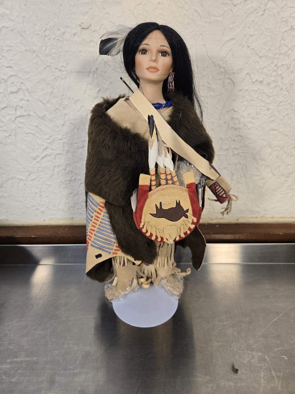 Pine Leaf, Hamilton Collection, David Wright, COA 1995 Native American Porcelain