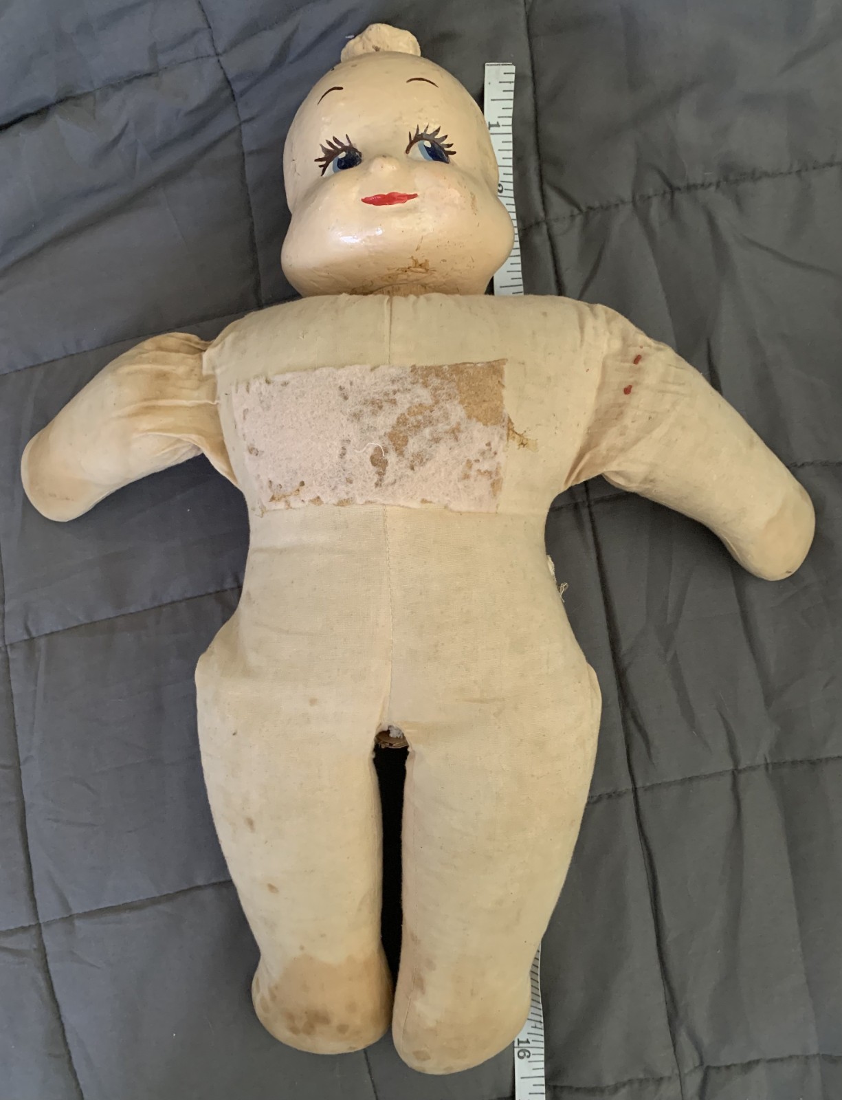 Vintage! 1946 Three Faced Trudy Doll Composition Smiling! Crying! Sleeping! Wow!