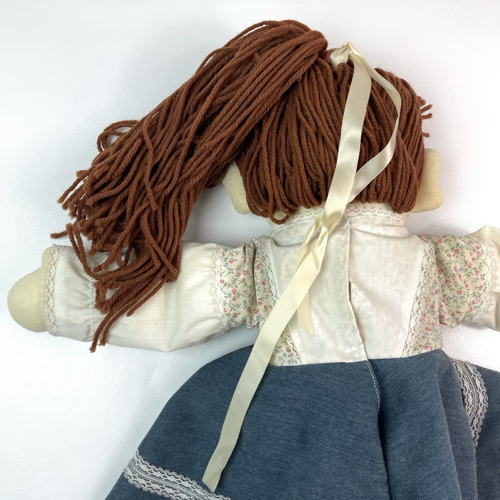 Handmade Rag Doll Signed Janeway 9-83 Waldport OR Floral Vintage Cloth Doll