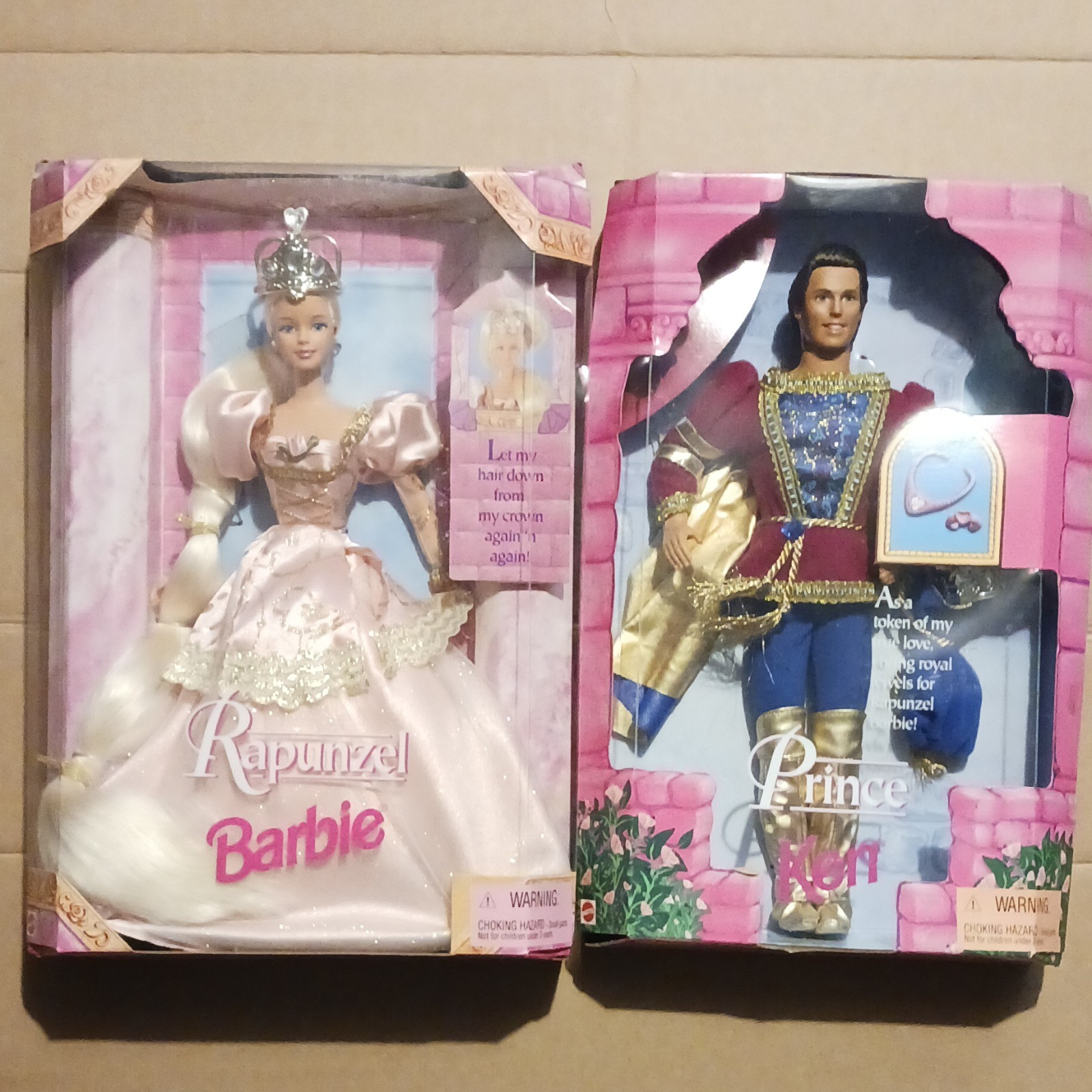 Mattel Rapunzel Barbie Rapunzel & Prince Ken Doll Set 12in MPN 17646 2000