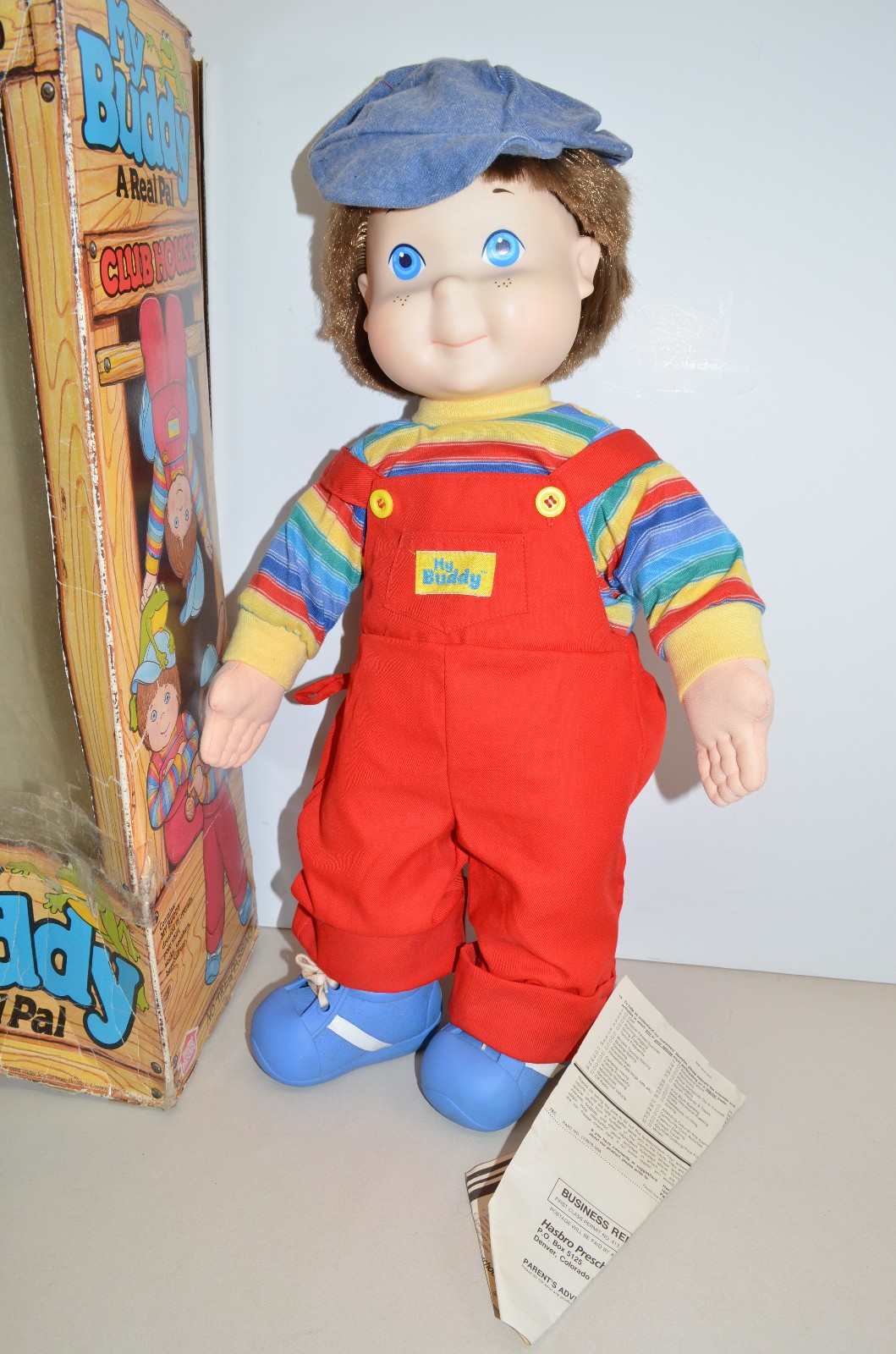 Vintage 1985 MY BUDDY Doll Plush With Box 20″ Tall Retro 80s Toy Brown Hair