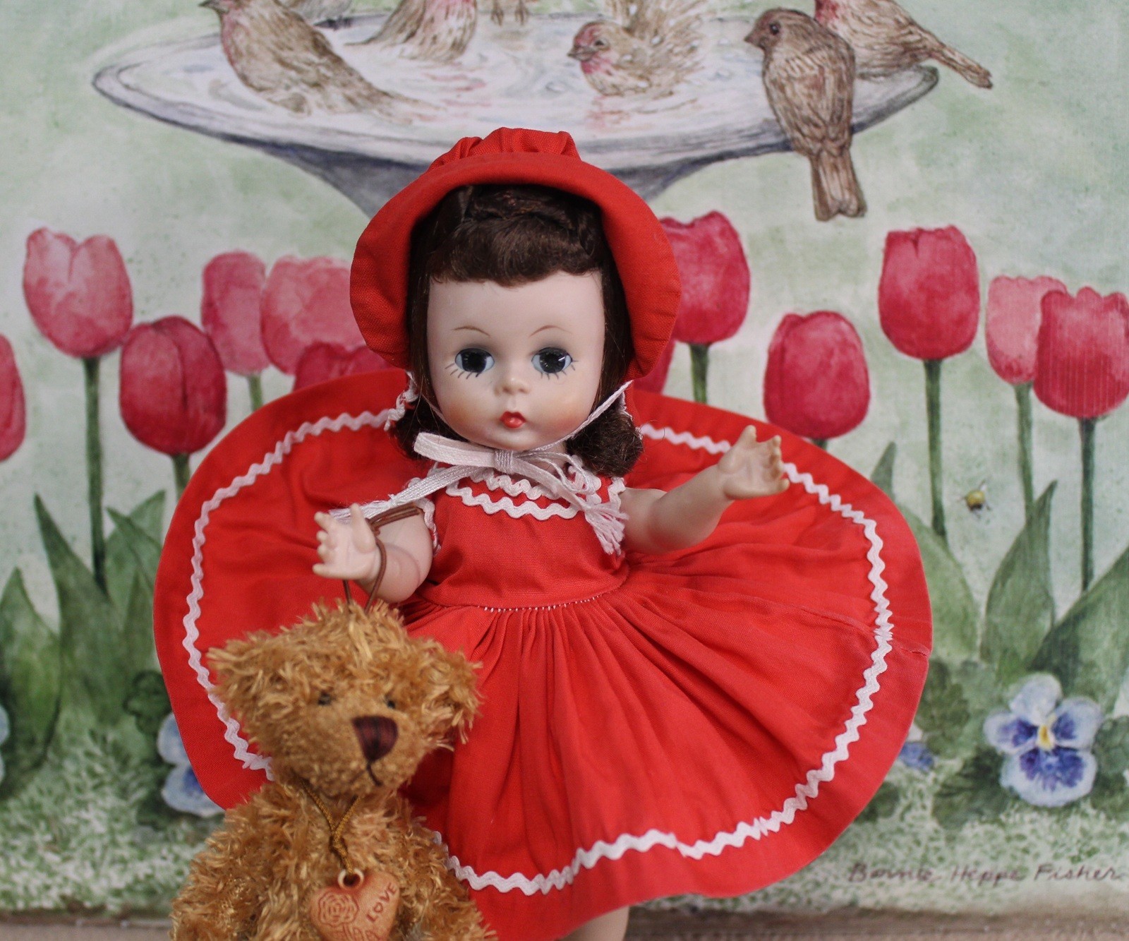 Madame Alexander kins Doll Vintage 1950’s w/ Mr. Bear CUTIE