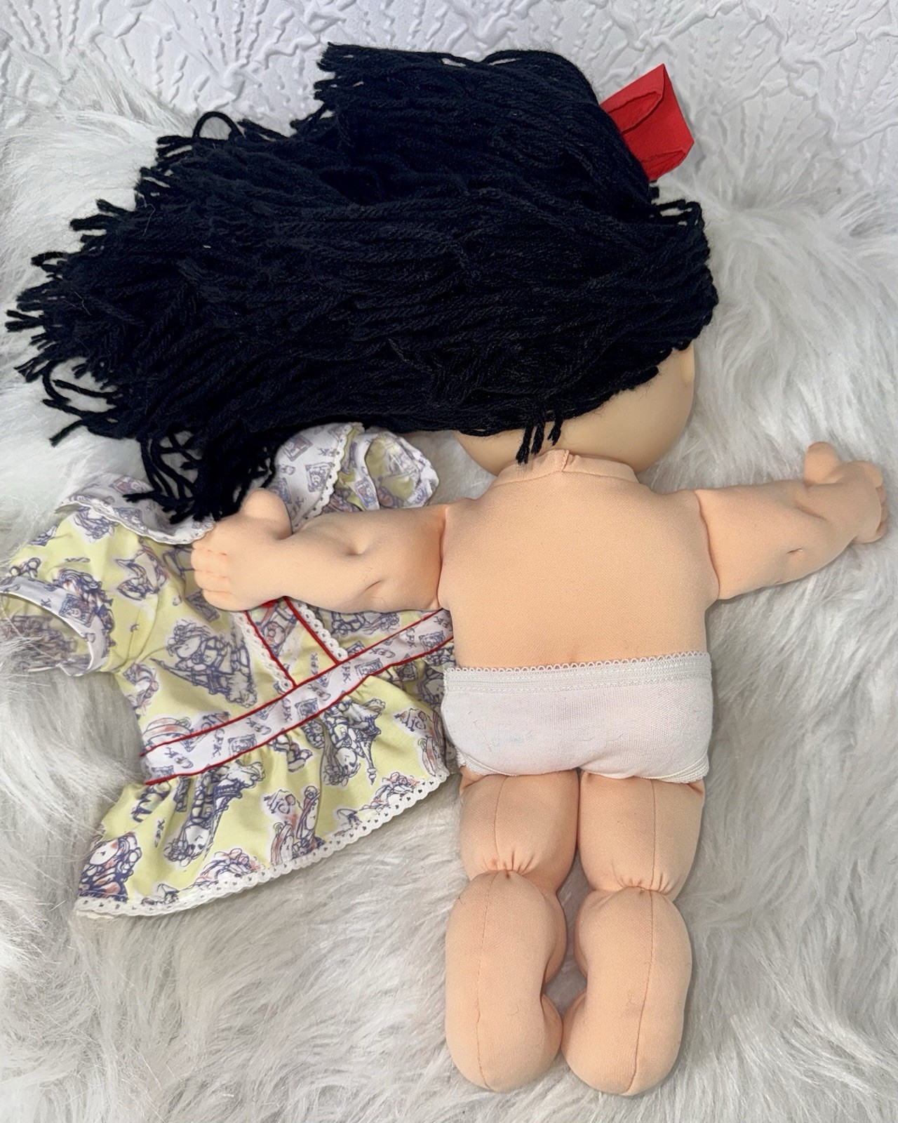 Vintage 1995 Asian Cabbage Patch Kid Brown Eyes Yellow Dress Red Bow Mattel OAA