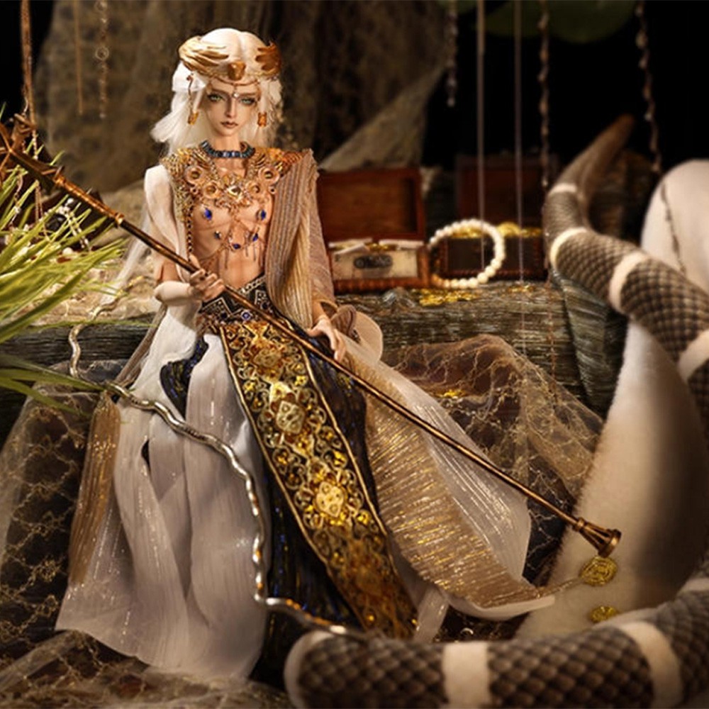 Full Set 1/4 BJD Resin Joint Doll Snake Body Egypt Mythology Boy Face Makeup Toy