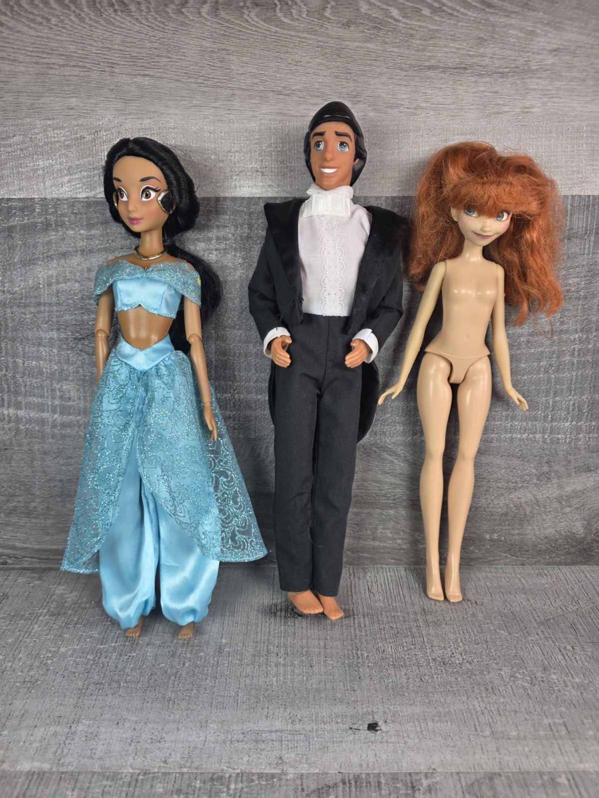 Disney Aladdin Jasmine Little Mermaid Eric Mattel Fashion Dolls Lot b254
