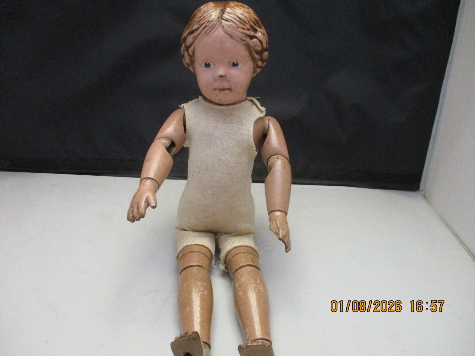 16″Antique Carved Hair Schoenhut Doll No Repaint