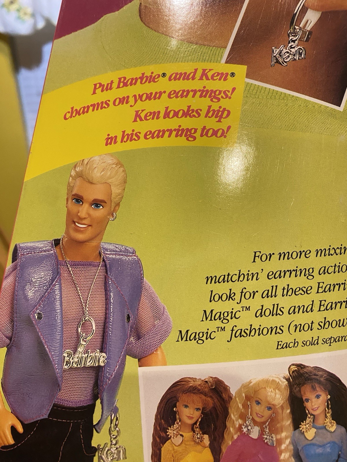 NRFB Earring Magic Ken w/Charms -#2290-Mattel 1992