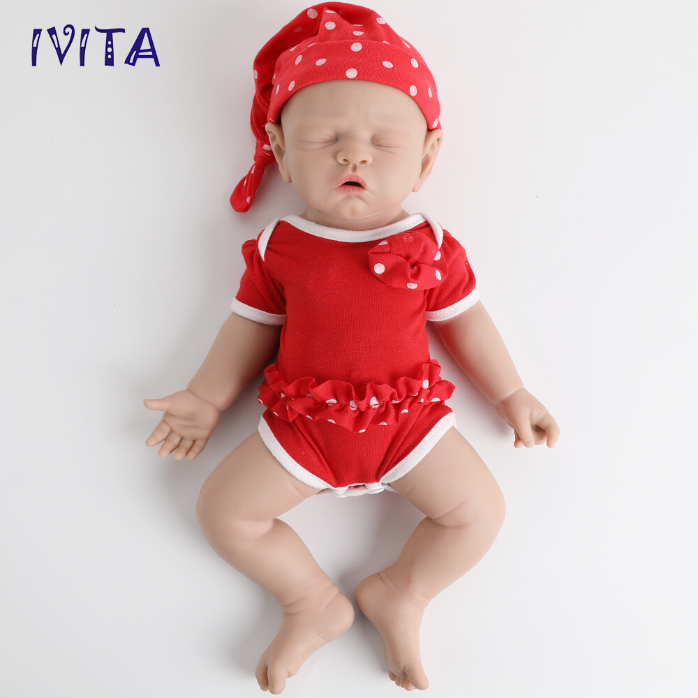 IVITA 17” Full Silicone Baby Doll Girl Realistic Reborn Baby Doll Cute Infant