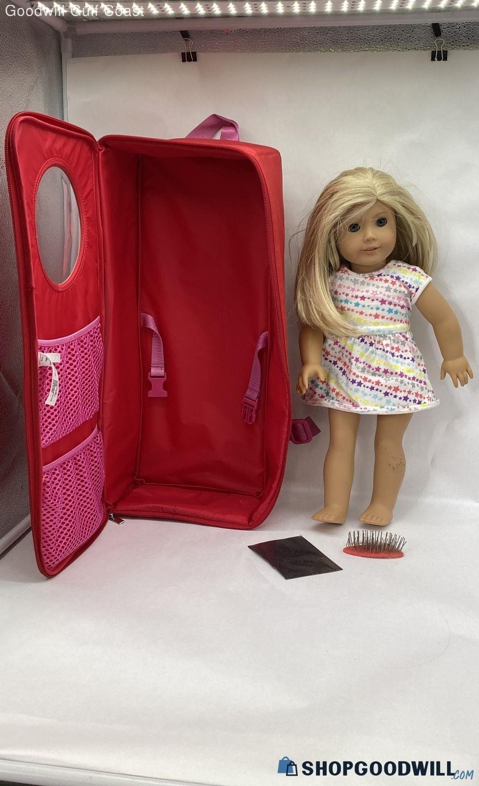 Americna Girl Caucasion Blond Hair with Travel Case