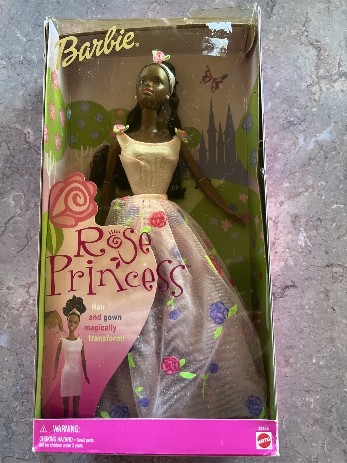 Vintage 2000 Rose Princess Barbie Hair & Gown Transform African American