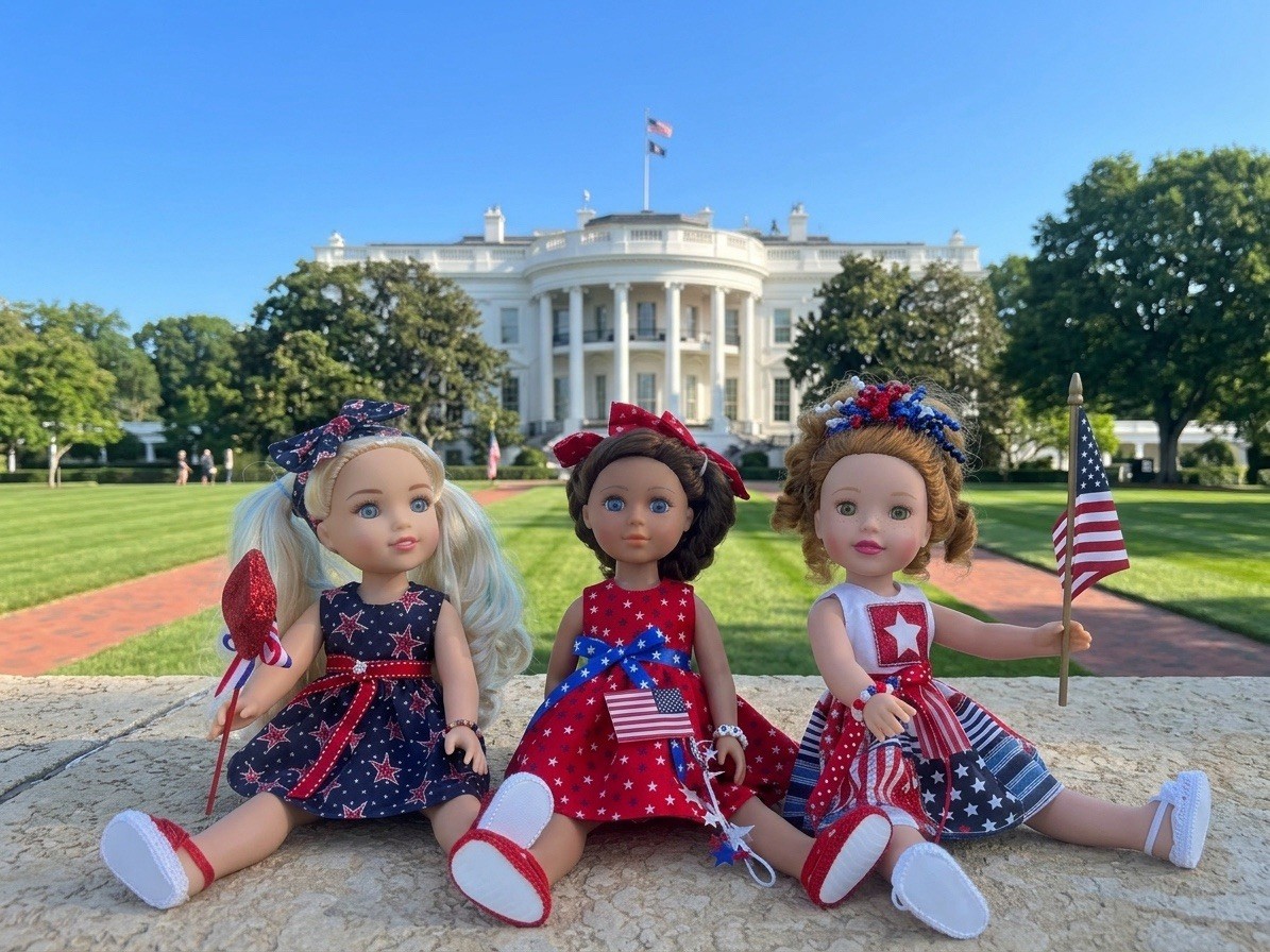 4th Of july 6pc Dress Outfit Fits AMERICAN GIRL AG SISTERS/ Wellie Wishers Doll