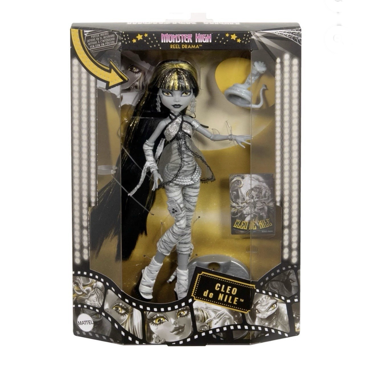 Monster High Reel Drama Cleo De Nile Black and White Collector Doll Mattel NEW!!
