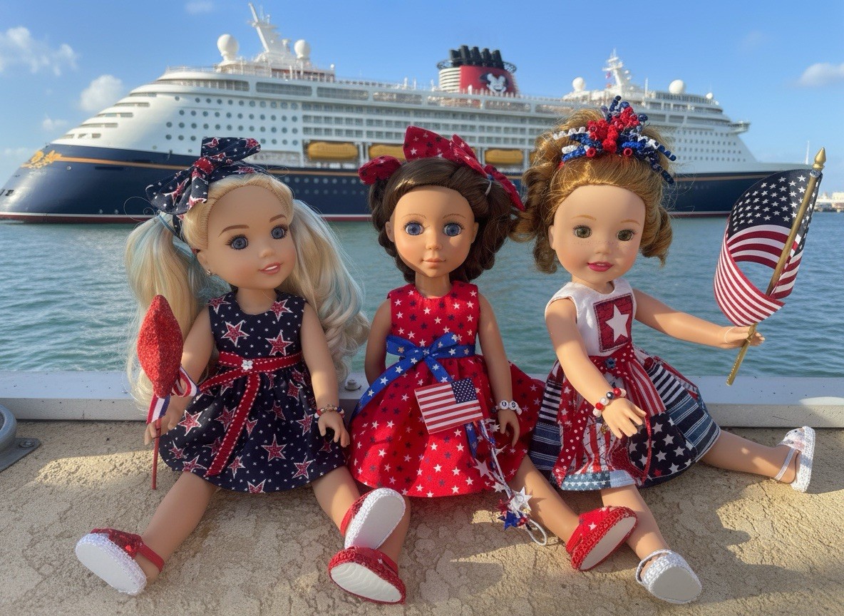 4th Of july 6pc Dress Outfit Fits AMERICAN GIRL AG SISTERS/ Wellie Wishers Doll