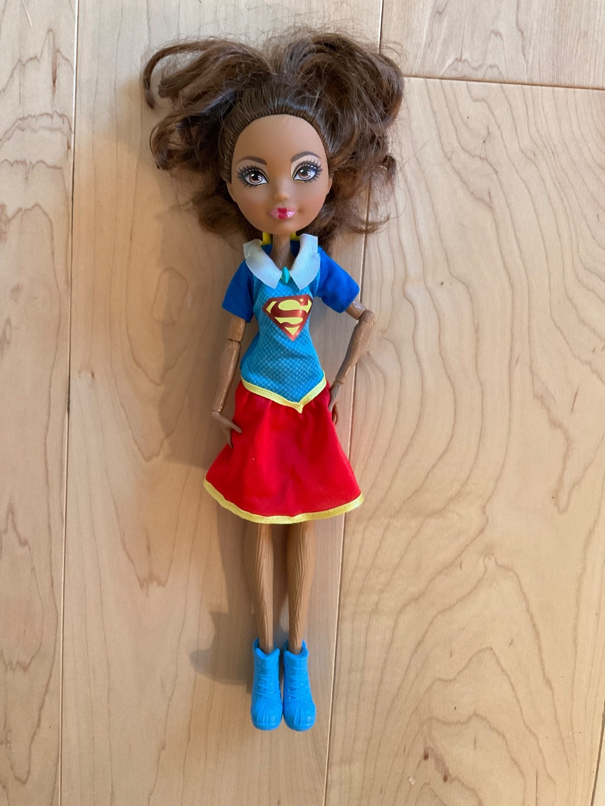 Brunette Ever After Candy Coated Cedar Wood Doll, SuperGirl outfit