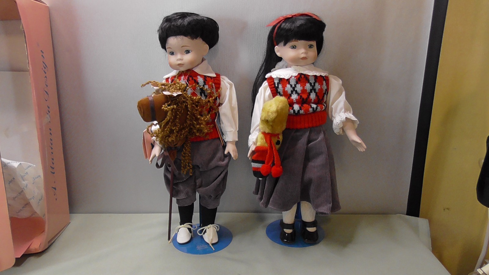Marion Yu Designs Porcelain Matching Girl &Boy Doll twins with tags