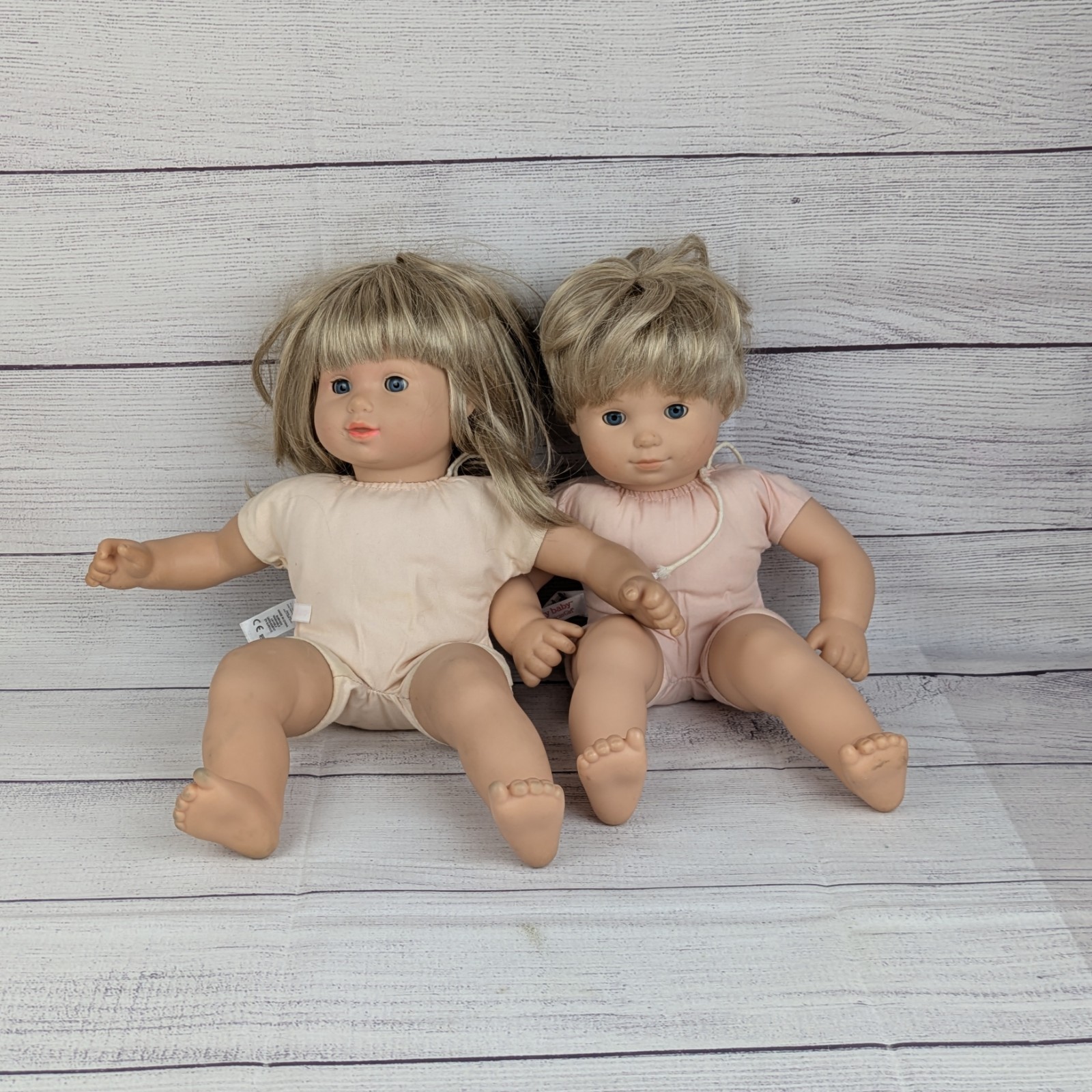 American Girl BITTY TWINS Doll Boy GIRL Twin 15” Doll w BLONDE Hair Blue Eyes