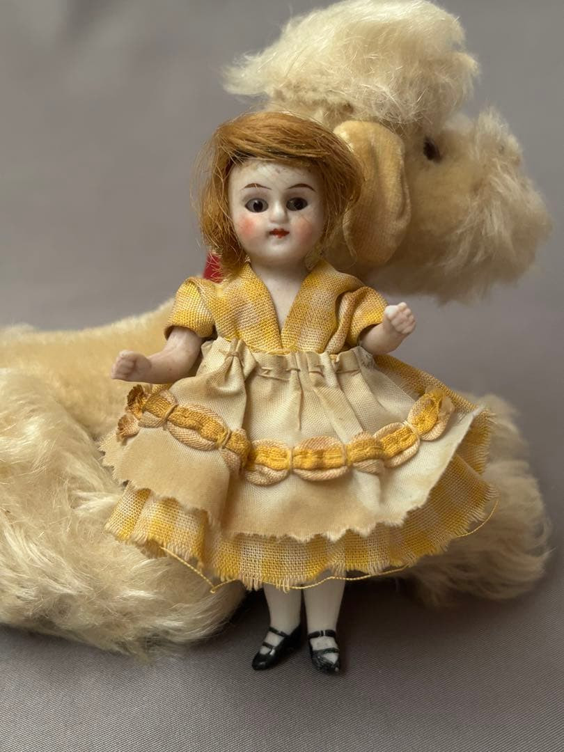 Antique German All Bisque Mignonette Doll Glass Eyes 9cm 3.5 in Free Shipping Me