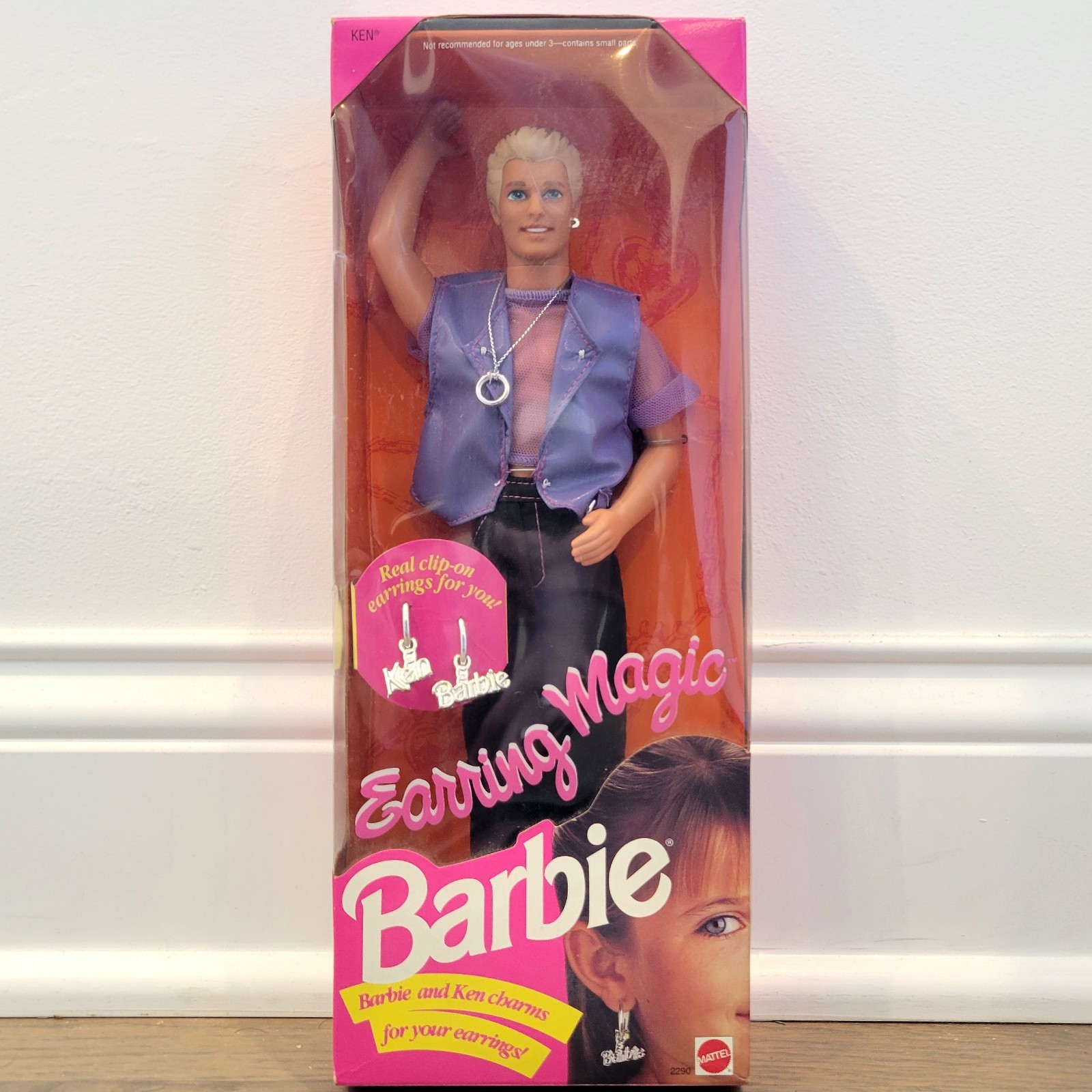 Vintage Barbie Mattel 1992 Earring Magic Ken Doll #2290 New * NIB Never Removed