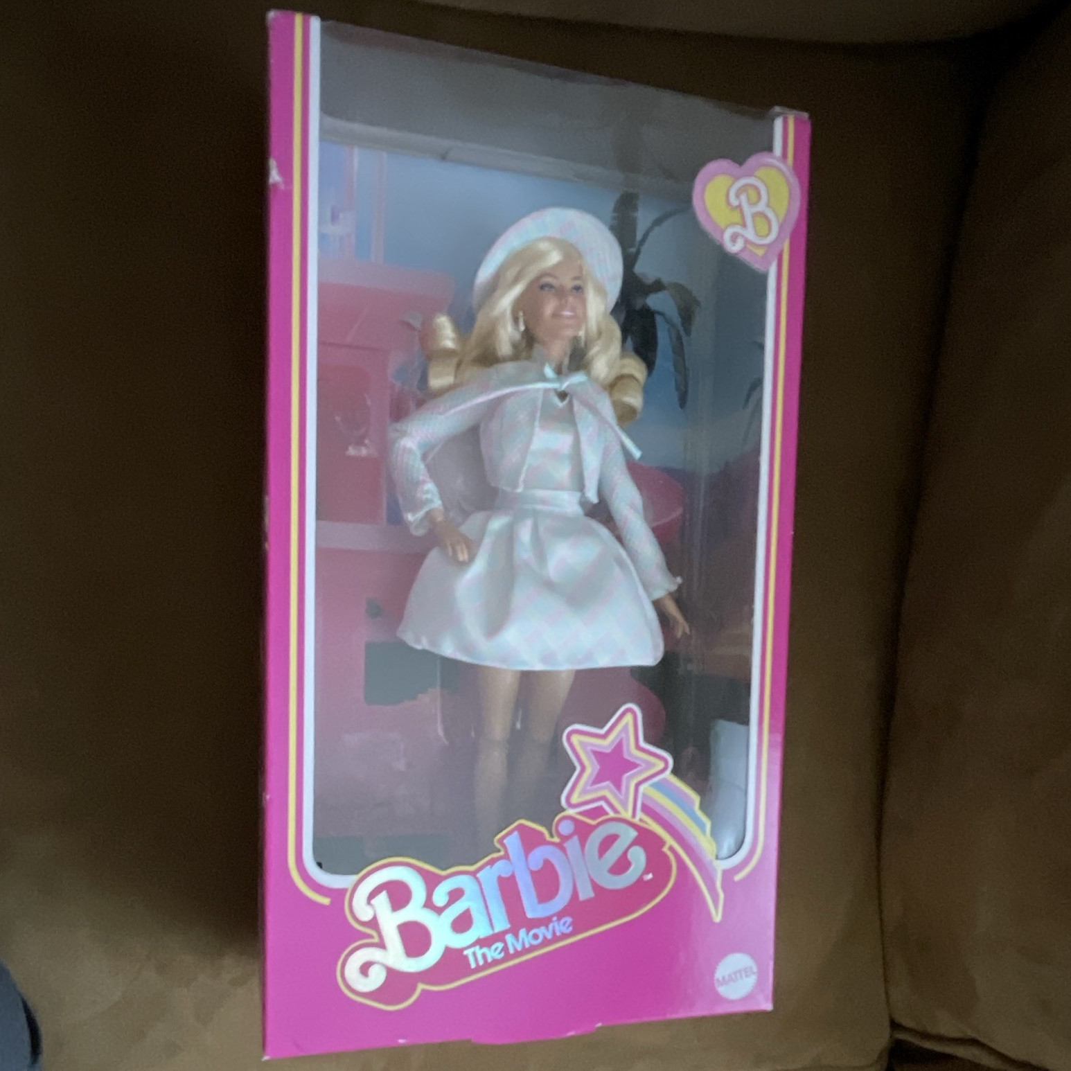 Mattel Barbie The Movie 12in Doll Blonde Wavy Hair Pink Dress Collector NIB