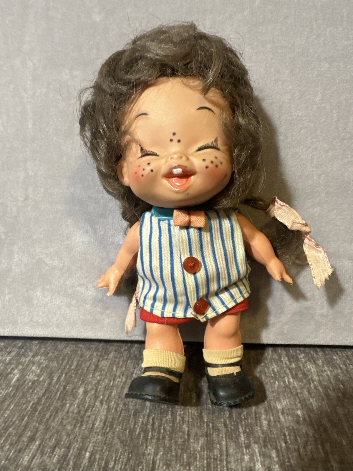 Evergreen Doll Freckles Eyelashes Hong Kong VTG Brown Braided Hair
