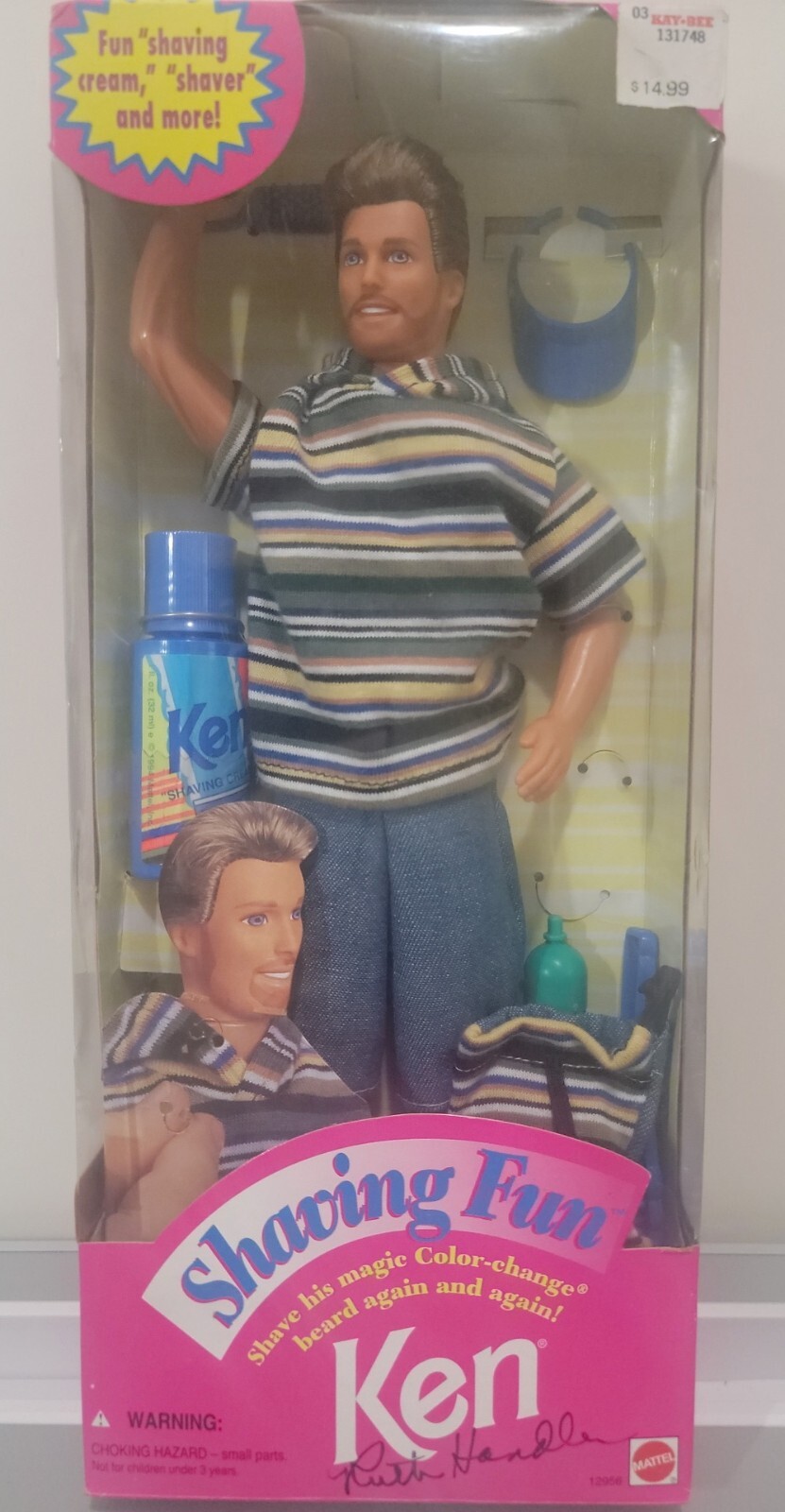 KEN DOLL 1994 SHAVING FUN BRUNETTE BEARD DOLL WITH AUTOGRAPHED RUTH HANDLER